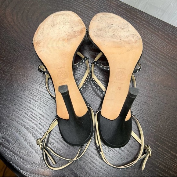 Versace Black rhinestone embellished heels 38/7 - Picture 5 of 12